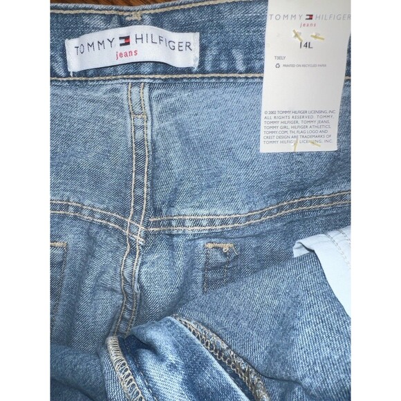 Tommy Hilfiger Jeans Womens Sz 14L Blue Boyfriend Bootcut 2002 Vintage Logo New - Picture 8 of 10